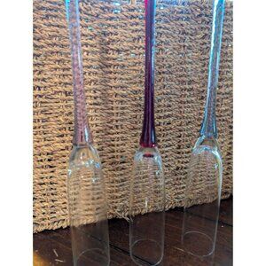 Set Of 3 Vintage Bohemian Handblown Champagne Glasses in Colors Without Base